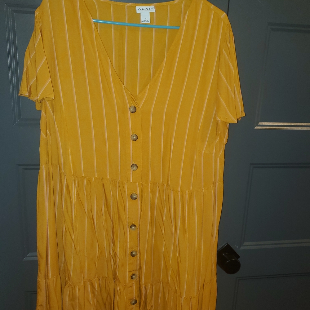 Ava & Viv Mustard Yellow Striped Dress